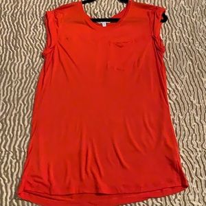 Cabi red front pocket tee size Small. Worn once, excellent like new condition.